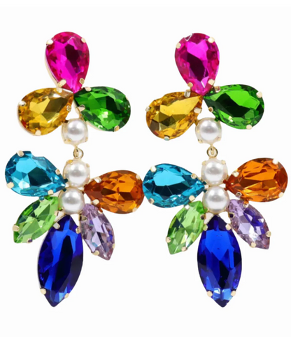 Multi Colored Jeweled Statement Earrings