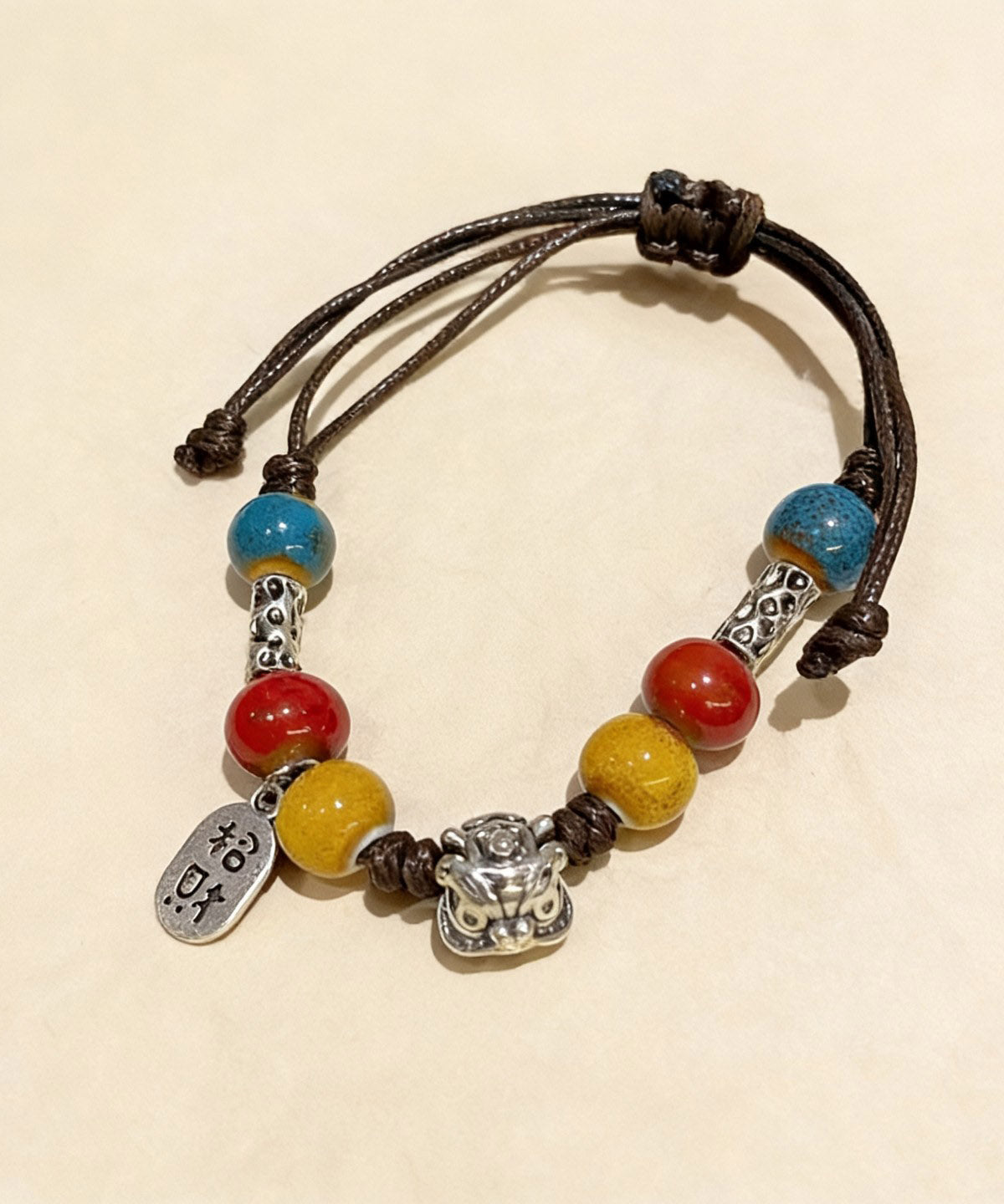 New Sterling Silver Weave Ceramic Charm Bracelet