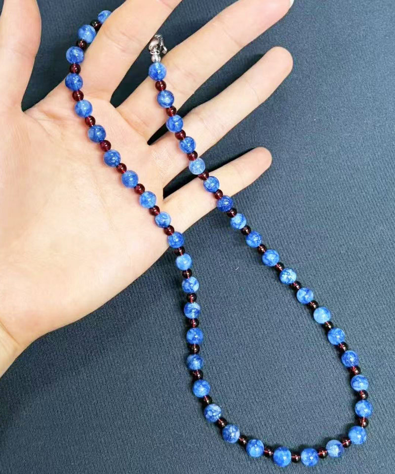 Art Blue Garnet Beaded Alloy Choker