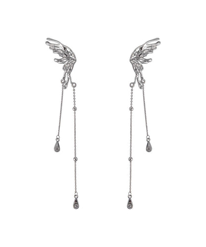 Silk Copper Butterfly Tassel Drop Earrings