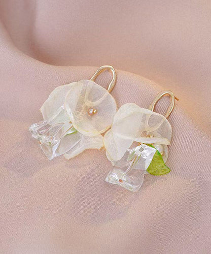 Classy Gold Acrylic Overgild Tulle Hoop Earrings