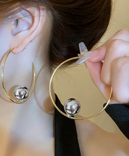 Oversize Gold Copper Allouy Metal Hoop Earrings