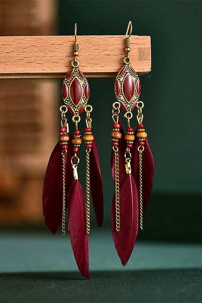 Colorful Feather Tassel Dangle Drop Earrings