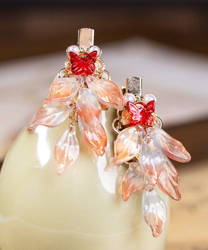 Stylish Copper Alloy Colored Glaze Pearl Koi Fish a Pair Hairpin