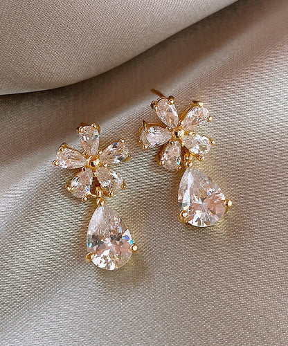 Vogue Copper Overgild Zircon Water Drop Drop Earrings