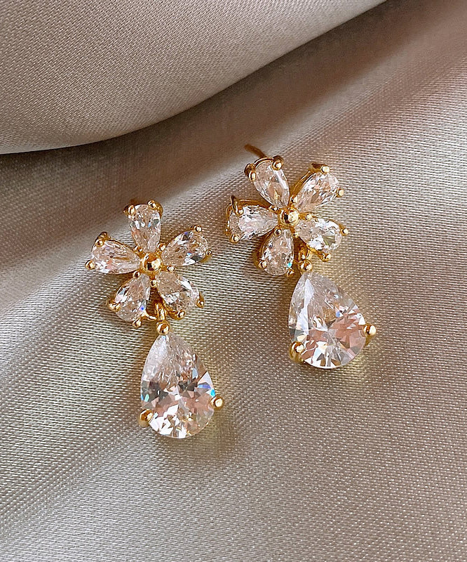 Vogue Copper Overgild Zircon Water Drop Drop Earrings