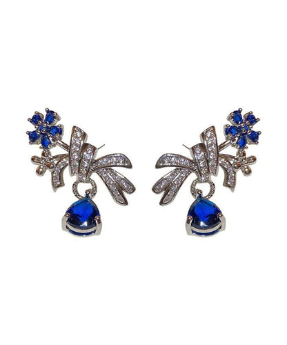 Oversize Blue Sterling Silver Zircon Water Drop Drop Earrings