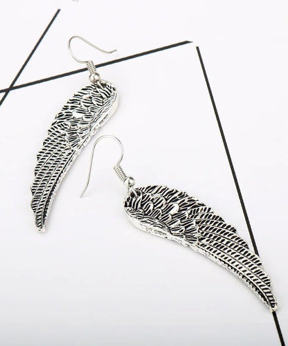 Punk Retro Sterling Silver Angel Wings Hoop Earrings