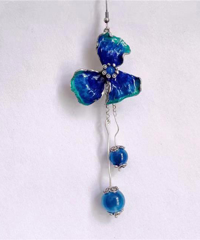 Classy Blue Sterling Silver Agate Drop Earrings