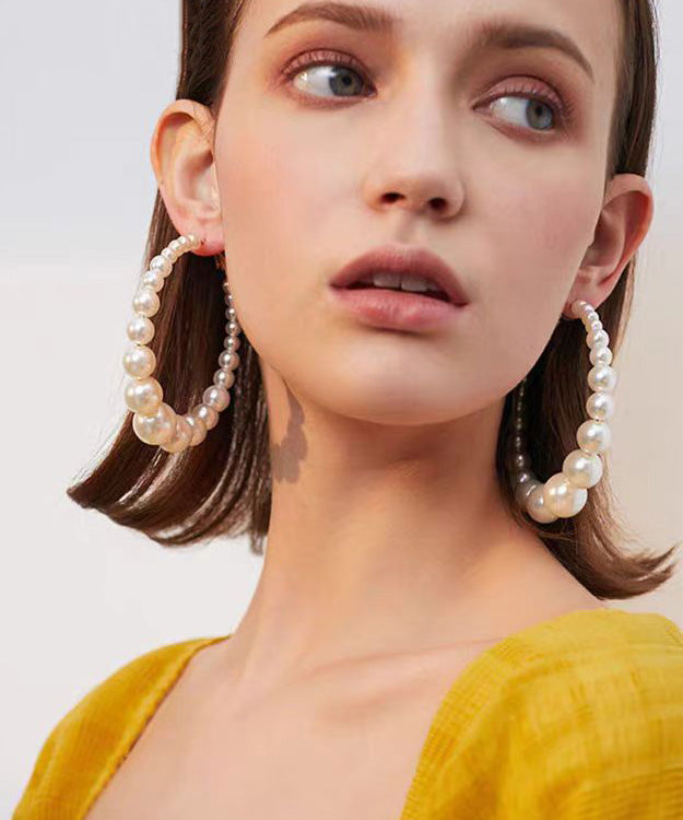 Korean Style Versatile Pearl Circle Hoop Earrings