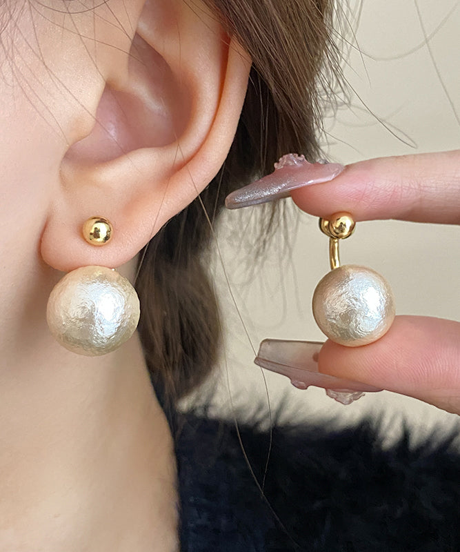 Champagne Copper 14k Gold Pearl Stud Earrings