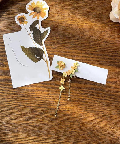 Yellow Alloy Osmanthus Tassel Drop Earrings