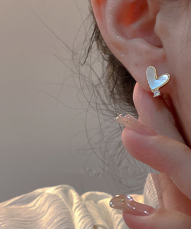 Gold Copper Overgild Asymmetrical Rose and Stud Earrings