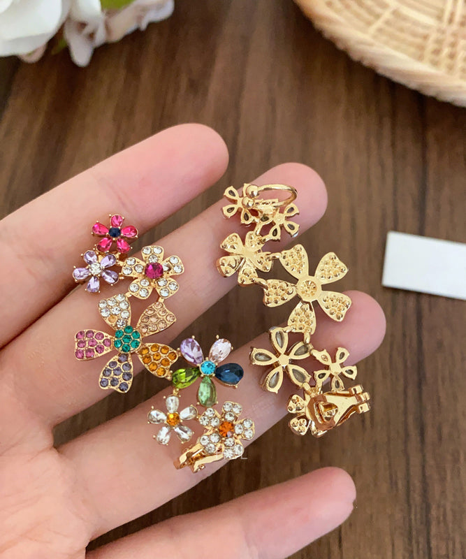 Rainbow Copper Alloy Zircon Crystal Stud Earrings