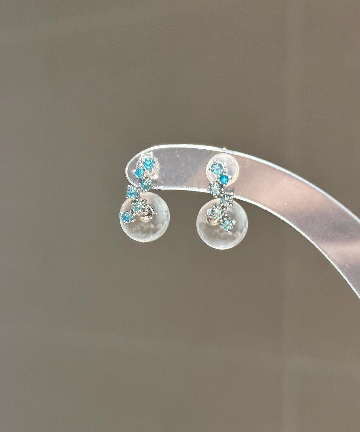 Transparent Color Sterling Silver Zircon Glass Marble Drop Earrings