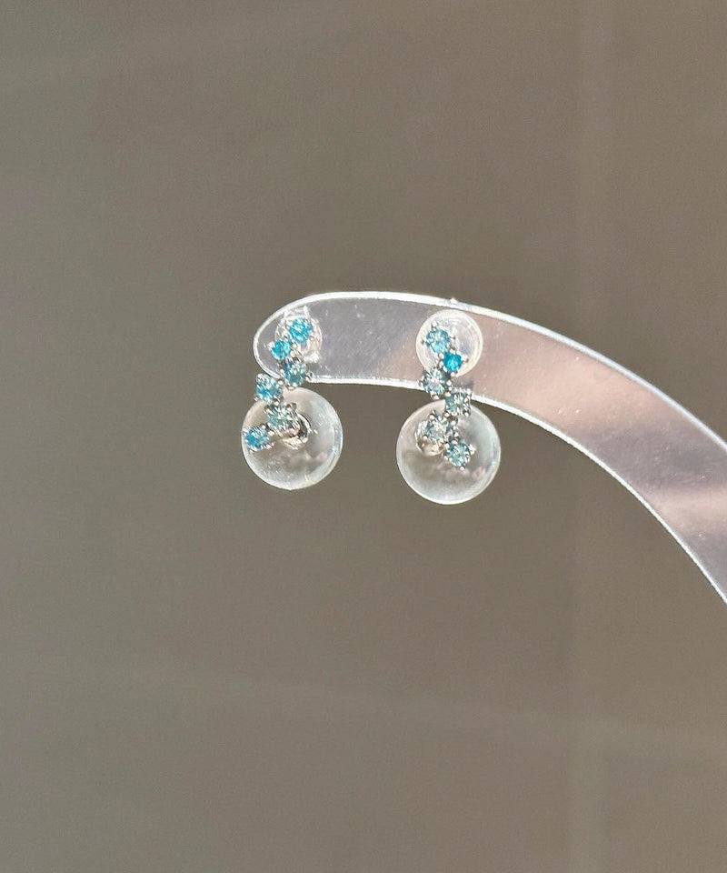 Transparent Color Sterling Silver Zircon Glass Marble Drop Earrings