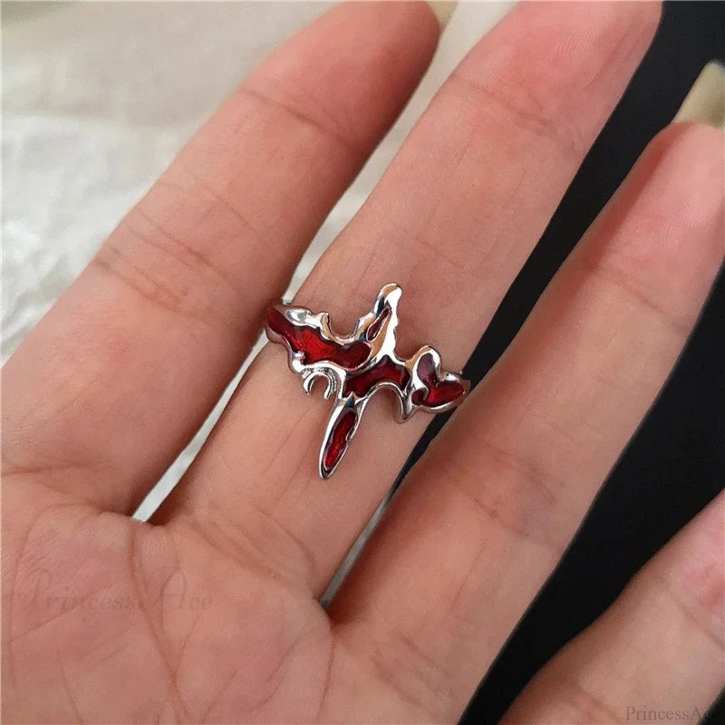 Dark Rebel Crimson Gem Cross Ring