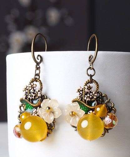 Yellow Copper Drop Earrings