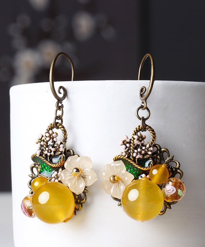 Yellow Copper Drop Earrings