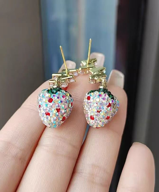 Diy Colorblock Copper Zircon Tassel Drop Earrings