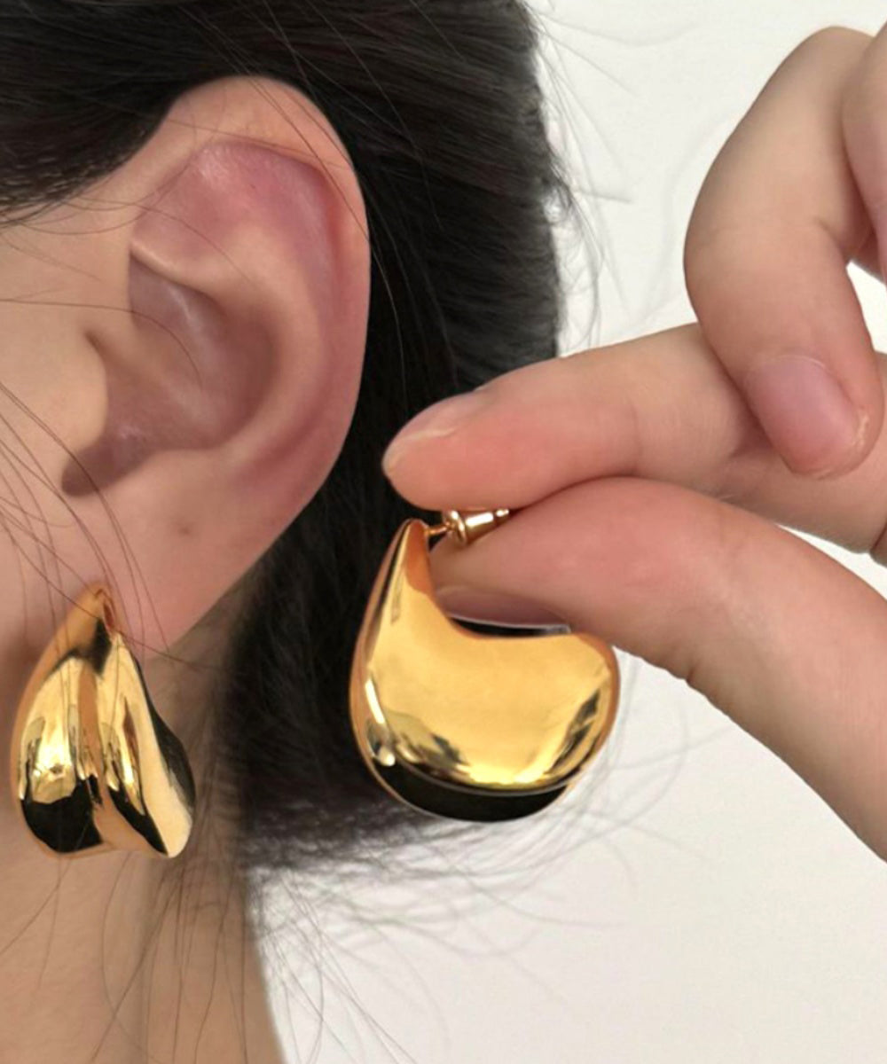 Gold Sterling Silver Overgild C Shaped Stud Earrings