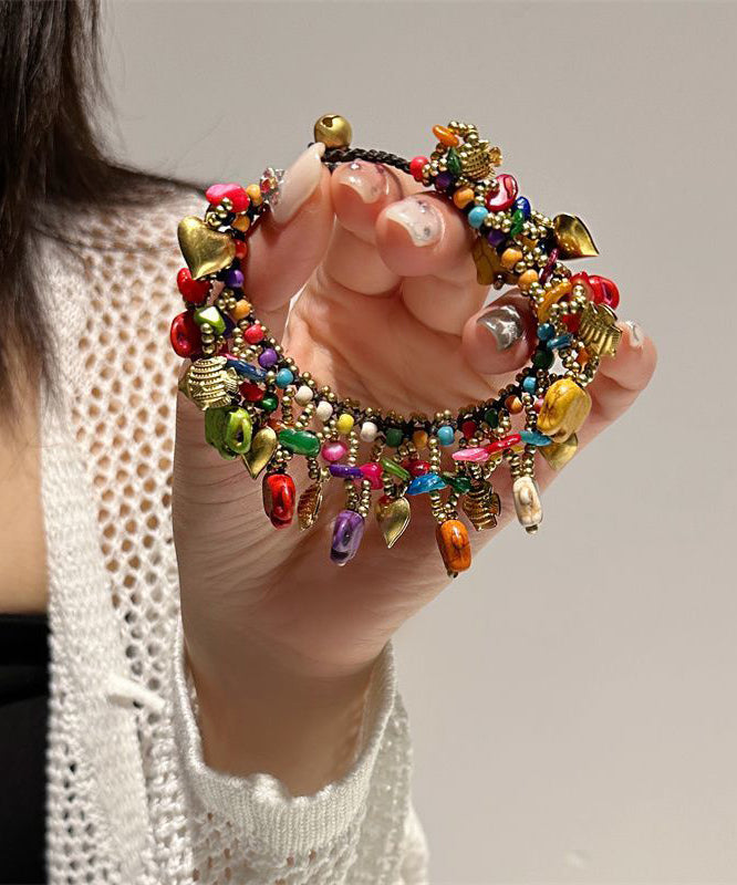 Rainbow Woven Beading Tassel Charm Bracelet