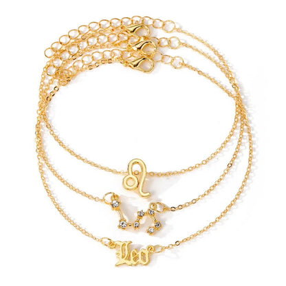 Celestial Trio: Star Zodiac Anklet Set