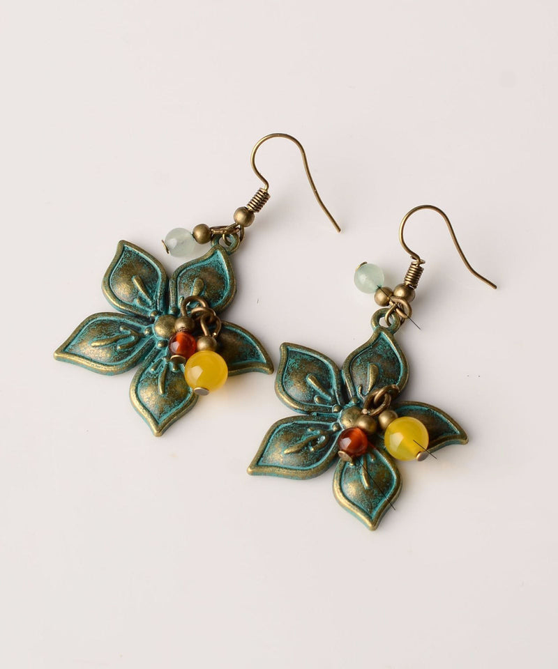 Retro Cherry Blossoms Made of Copper National Style Drop Earrings