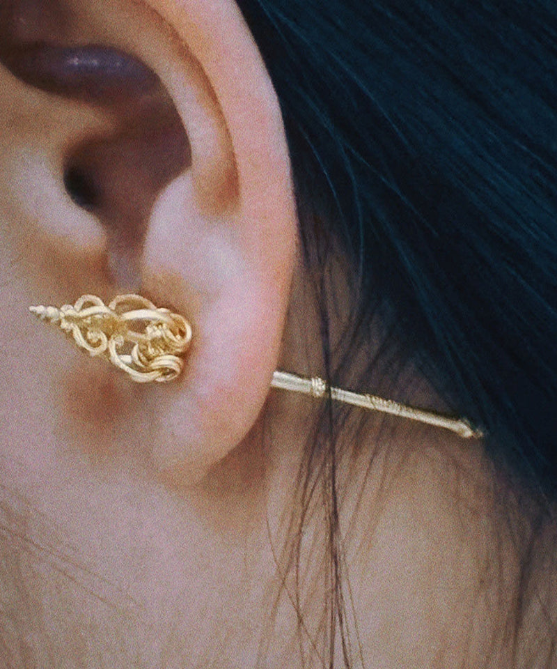 Style Handmade Original Gold Copper Zen Staff Earrings