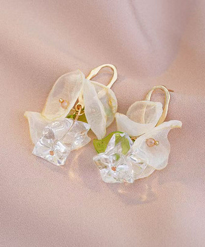 Classy Gold Acrylic Overgild Tulle Hoop Earrings