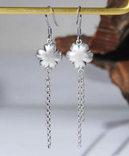 Green Tassel Patchwork Silver Drop Earrings