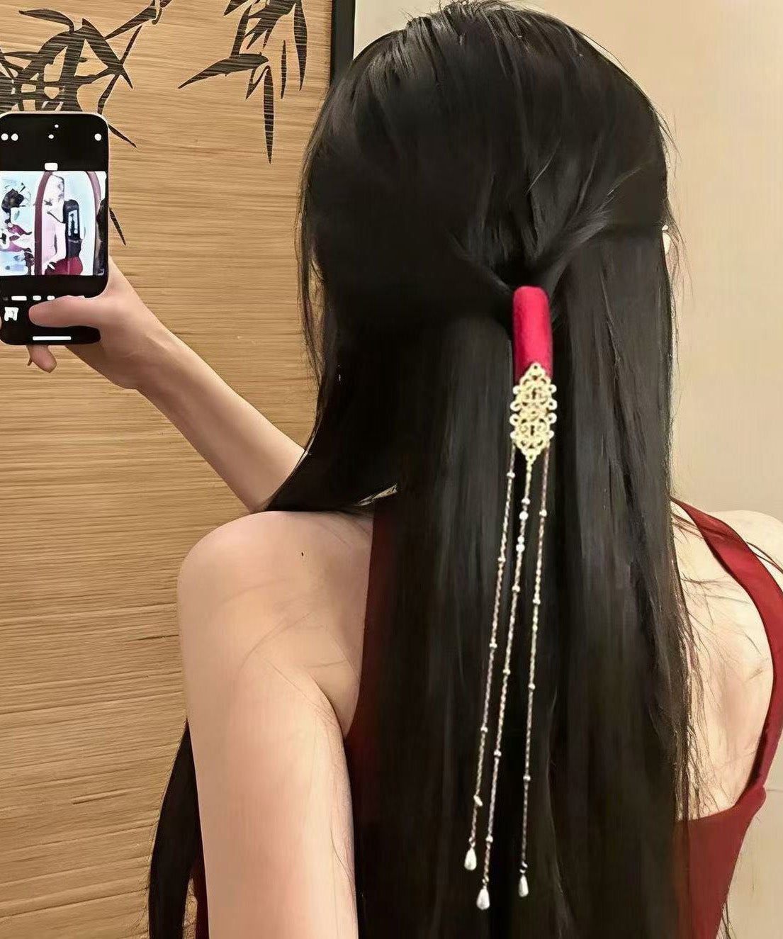 New Red Tassel Chinese Style Hairpin