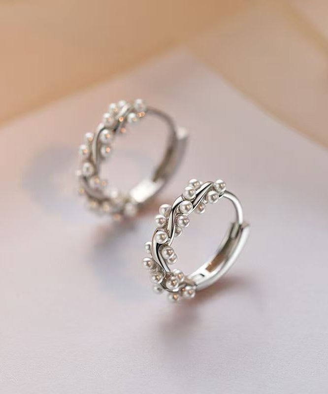 Diy Silk Sterling Silver Pearl Hoop Earrings