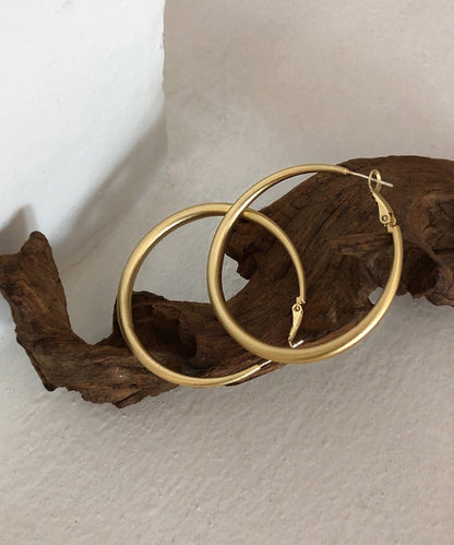 Gold Copper Overgild Round Hoop Earrings