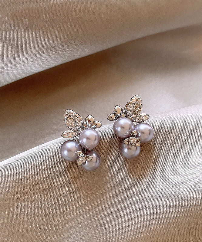Japan South Korea Style Zircon Grape Pearl Earrings