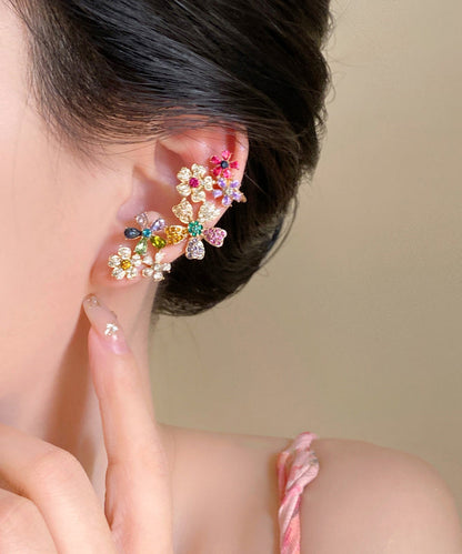 Rainbow Copper Alloy Zircon Crystal Stud Earrings