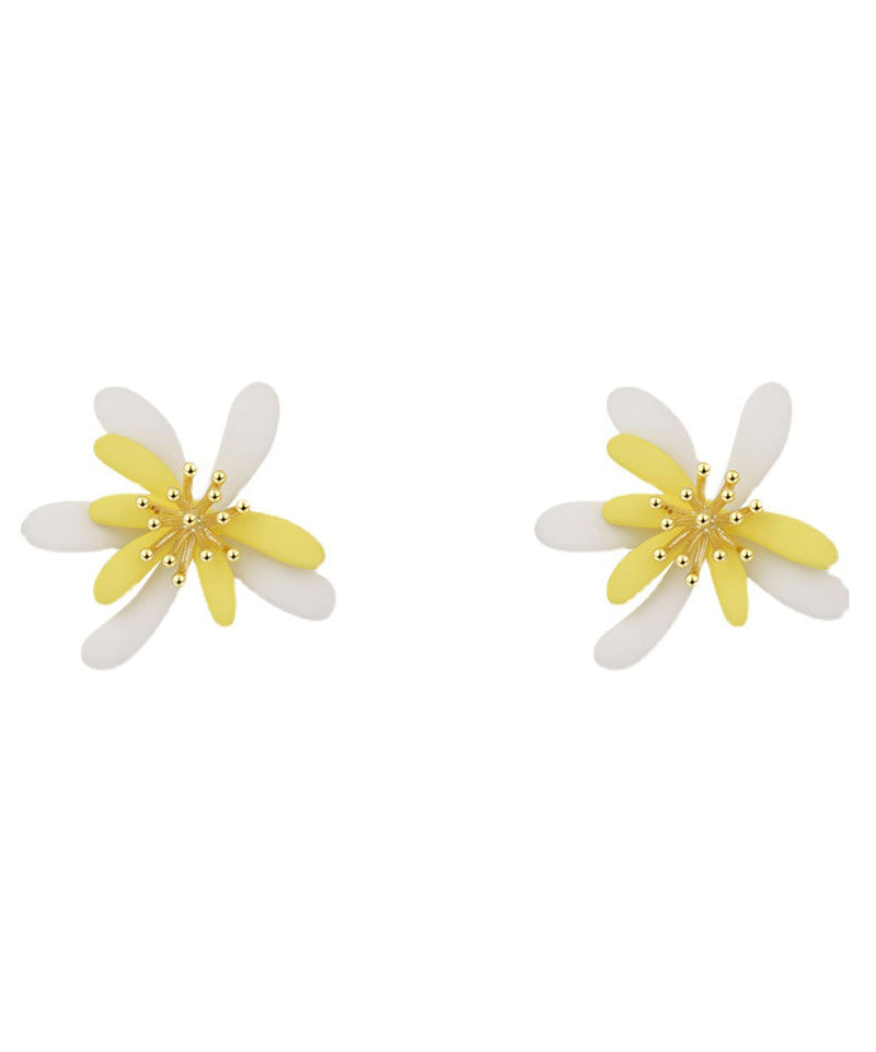 Yellow White Acrylic Stud Earrings