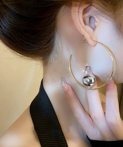Oversize Gold Copper Allouy Metal Hoop Earrings