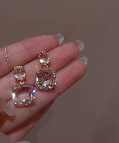Uniquetransparent Alloy Square Crystal Stud Earrings