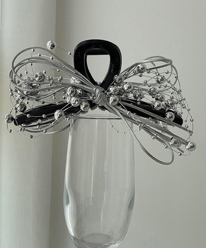 Black Acrylic Bow Round Beads Hairpin