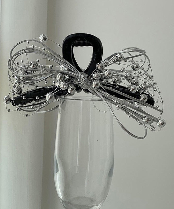 Black Acrylic Bow Round Beads Hairpin