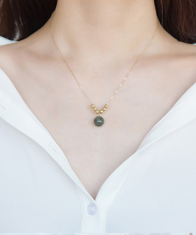 Classy Gold 14k Gold Crystal Pendant Necklace