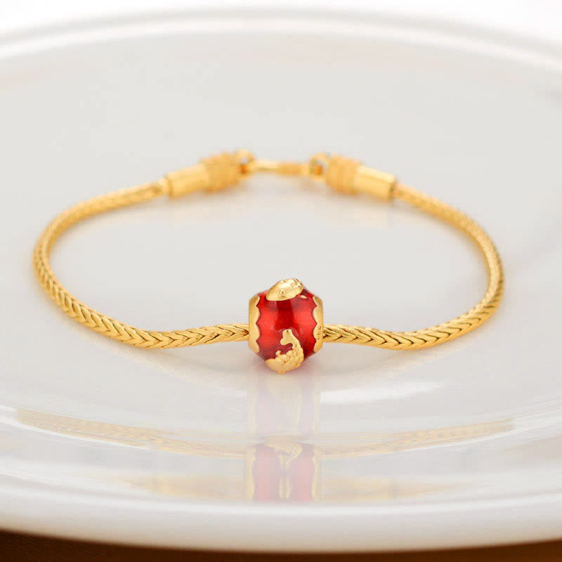 Buddha Stones Tibetan 18k Gold Om Mani Padme Hum Lucky Koi Fish Fu Character Ingot Copper Coin Peace Bracelet