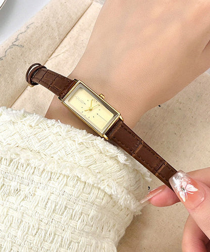 Boutique Black Leather Square Waterproof Watches