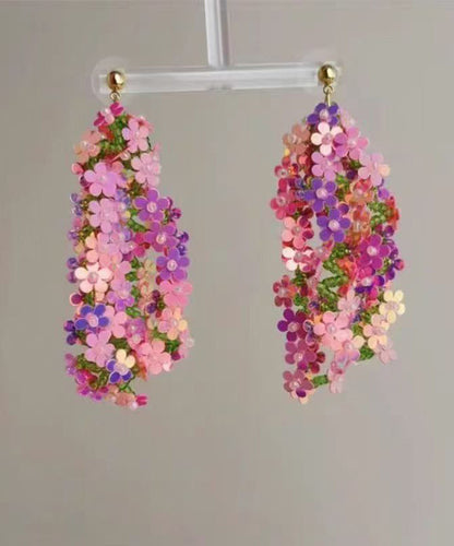 Stylish Rainbow Acrylic Sequins Tassel Drop Earrings