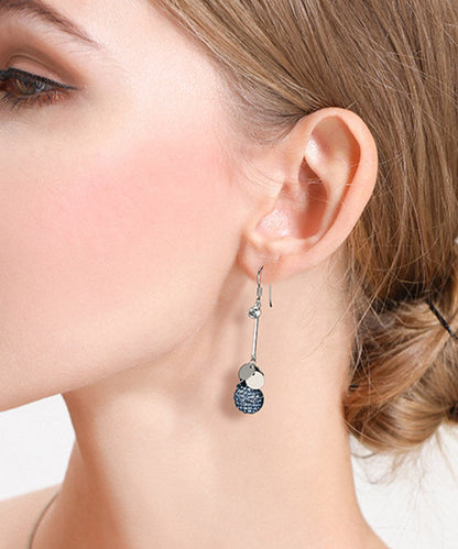 Blue Sterling Silver Crystal Drop Earrings