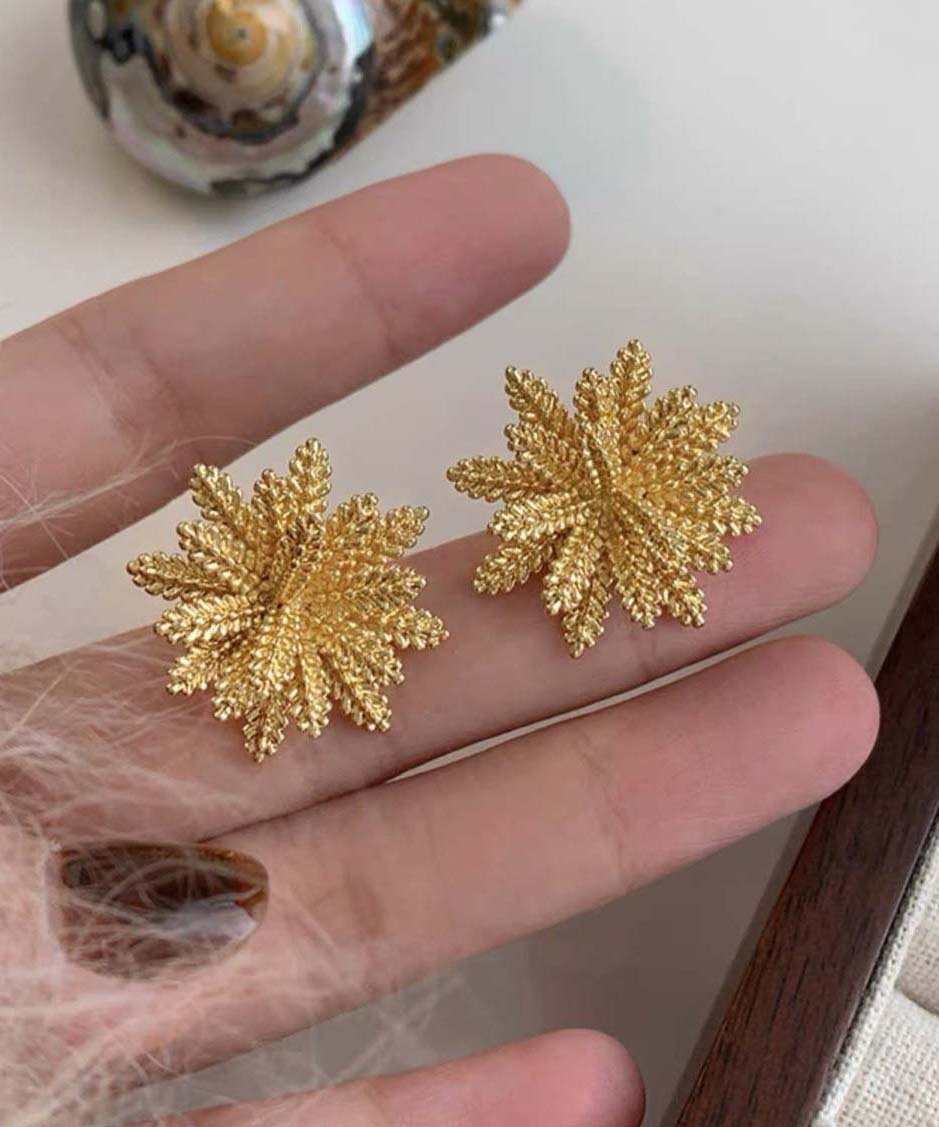 Oversize Gold Copper Alloy Stud Earrings