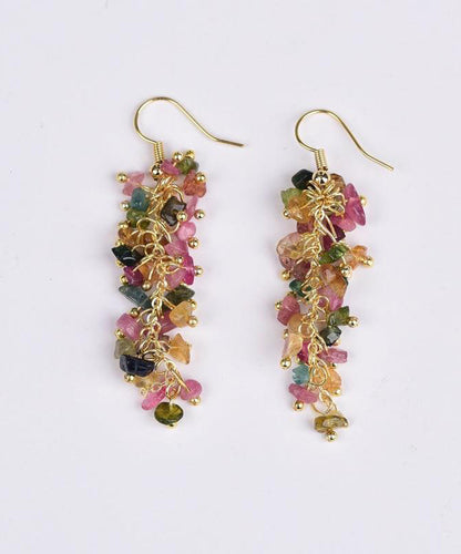 Diy Rainbow Sterling Silver Overgild Gravel Drop Earrings
