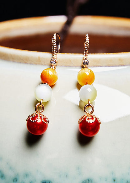 Jade Tassels Pearl Drop Earrings
