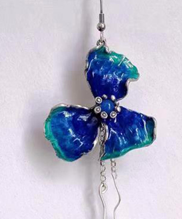 Classy Blue Sterling Silver Agate Drop Earrings